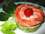 Crevettes roses sur Tartare d'Avocat