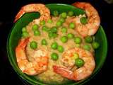 Gambas aux Lentilles corail et petits pois frais