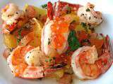 Gambas flambées aux Fruits oranges