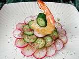 Gambas sur Salade de Radis rouges