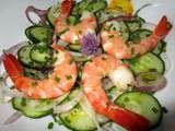 Salade de Crevettes roses, Concombre et Echalote