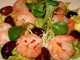 Salade de Crevettes roses et Olives violettes