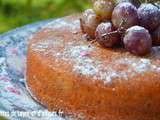 Gateau de polenta prunes (raisins) et citron et creme glacee a la mangue