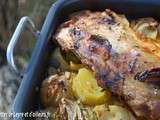 Gigot d’agneau (epaule) pommes de terre, fenouil et oignons au four de jamie oliver