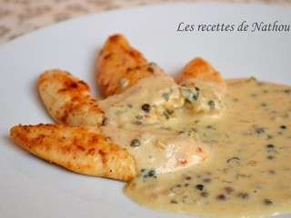 Aiguillettes de poulet sauce au poivre vert