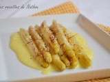 Asperges braisées, crème au safran