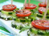 Bouchées de concombre à la feta, vinaigrette balsamique