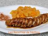 Boudin blanc caramélisé au sirop de Liège et compote pomme-orange