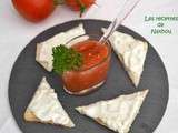 Gaspacho express menthe-persil et toasts tzatziki