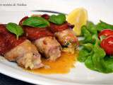 Involtini de veau et chorizo aux pommes de terre et basilic, sauce citronnée