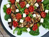 Salade d'aubergines grillées au balsamique, tomates confites et feta