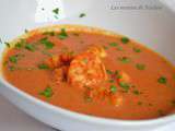 Soupe de tomates aux gambas, épicée au massalé