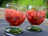 Tartare de fraises à la menthe et son granité