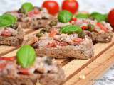 Tartines aux rillettes de maquereau fumé, tomates et câpres