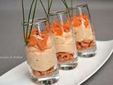 Verrines de mousse de saumon fumé et crevettes grises