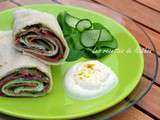 Wraps au jambon de Parme et concombre, sauce yaourt citron vert-curry