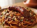 Spaghetti merguez sauce à l'ail tunisienne