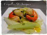 Coquilles St Jacques sur lit de poireaux