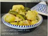 Tajine de poulet aux pommes de terre, courgettes et pois chiche