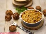 Gratin d'escargots crumble aux noix