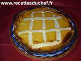 Tarte au fromage blanc et caramel et compotée de pommes