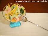 Verrine de melon au concombre et crevettes