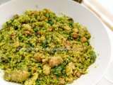 Riz de chou romanesco aux champignons et lardons