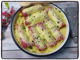 Roulés de poireaux au jambon et purée de pommes de terre