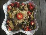 Céréales : Poêlée quinoa aubergines poivrons farcis