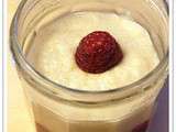 Noix de coco : Verrine banane lait de coco et framboise