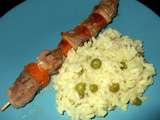 Brochettes de Canard aux Abricots et Risotto aux petits pois