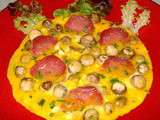 Omelette aux mini Champignons et Saucisson au jambon