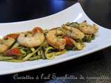 Crevettes a l'ail spaghettis de courgettes