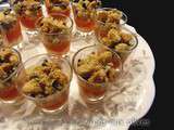 Crumble de poivrons aux olives en verrine