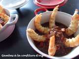 Gambas a la confiture d'oignons