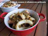 Poelee de saumon et calamars aux petits pois