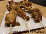 Poulet mariné en brochettes