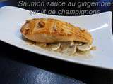 Saumon sauce gingembre sur lit de champignons