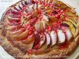 Tarte fine aux nectarines creme d'amandes pralines roses