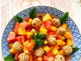 Salade melon, pastèque et billes de coco