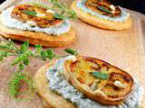 Galettes aubergine, chèvre et pesto de menthe