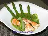 Langoustines,asperges vertes cuites et crues