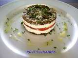 Millefeuille d'aubergines et de poivrons à la brousse