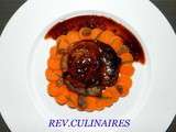 Noisettes d'agneau sauce au moût de raisin,carottes au cumin