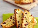 Biscottis à la farine de maïs, canneberges et fruits secs