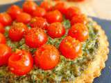 Sablés aux tomates cerise, pesto de mâche à la ricotta