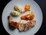 Cuisse de poulet façon basquaise, farcie au chorizo, riz au lait salé