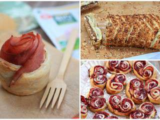 4 idées autour de la pâte feuilletée: tresse choco, palmiers framboises, roses jambon-fromage et kringle salé