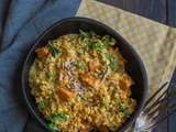 Masoor dhal de lentilles corail, potimarron et chou kale