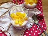 Verrine de perles tapioca au lait de coco, famboises et manguew